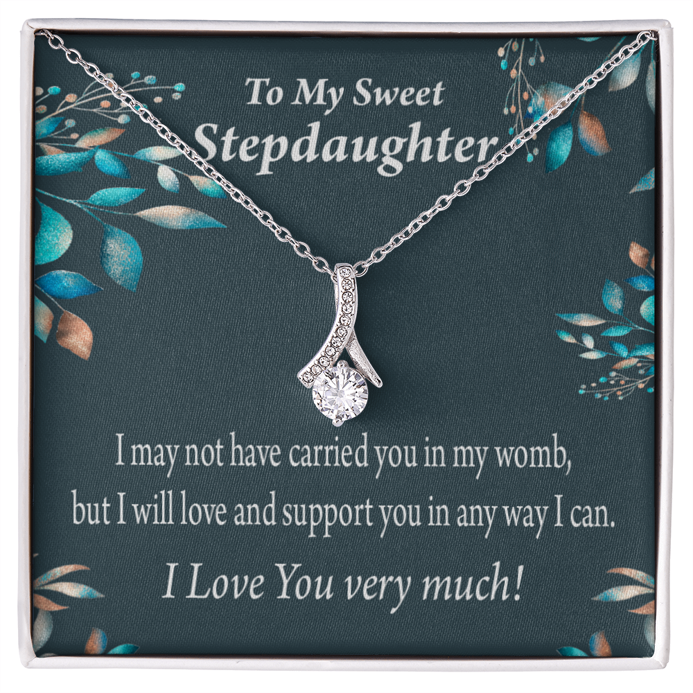 To My Stepdaughter Love & Support Alluring Ribbon Necklace Message Card-Express Your Love Gifts