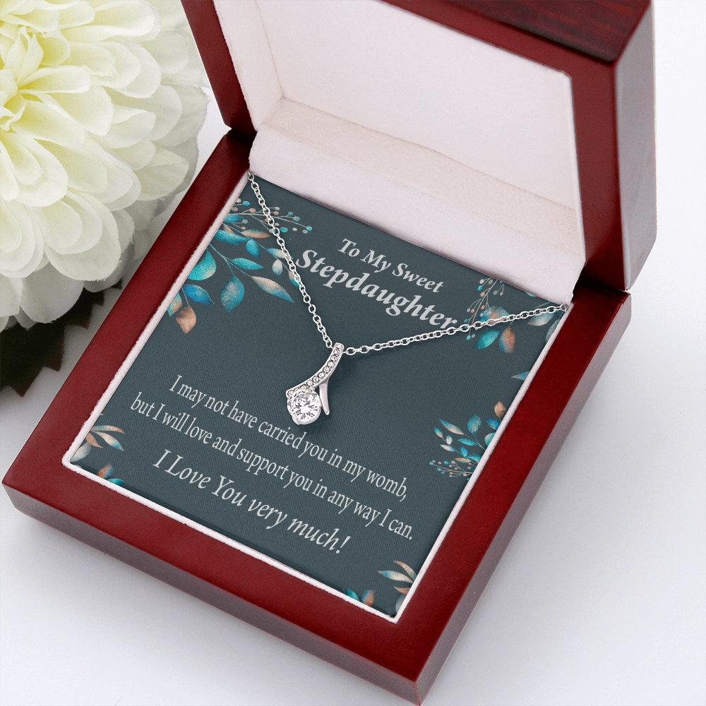 To My Stepdaughter Love & Support Alluring Ribbon Necklace Message Card-Express Your Love Gifts