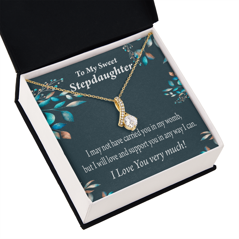 To My Stepdaughter Love & Support Alluring Ribbon Necklace Message Card-Express Your Love Gifts
