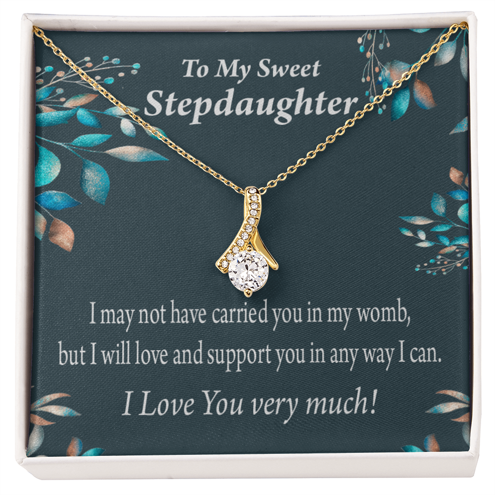 To My Stepdaughter Love & Support Alluring Ribbon Necklace Message Card-Express Your Love Gifts