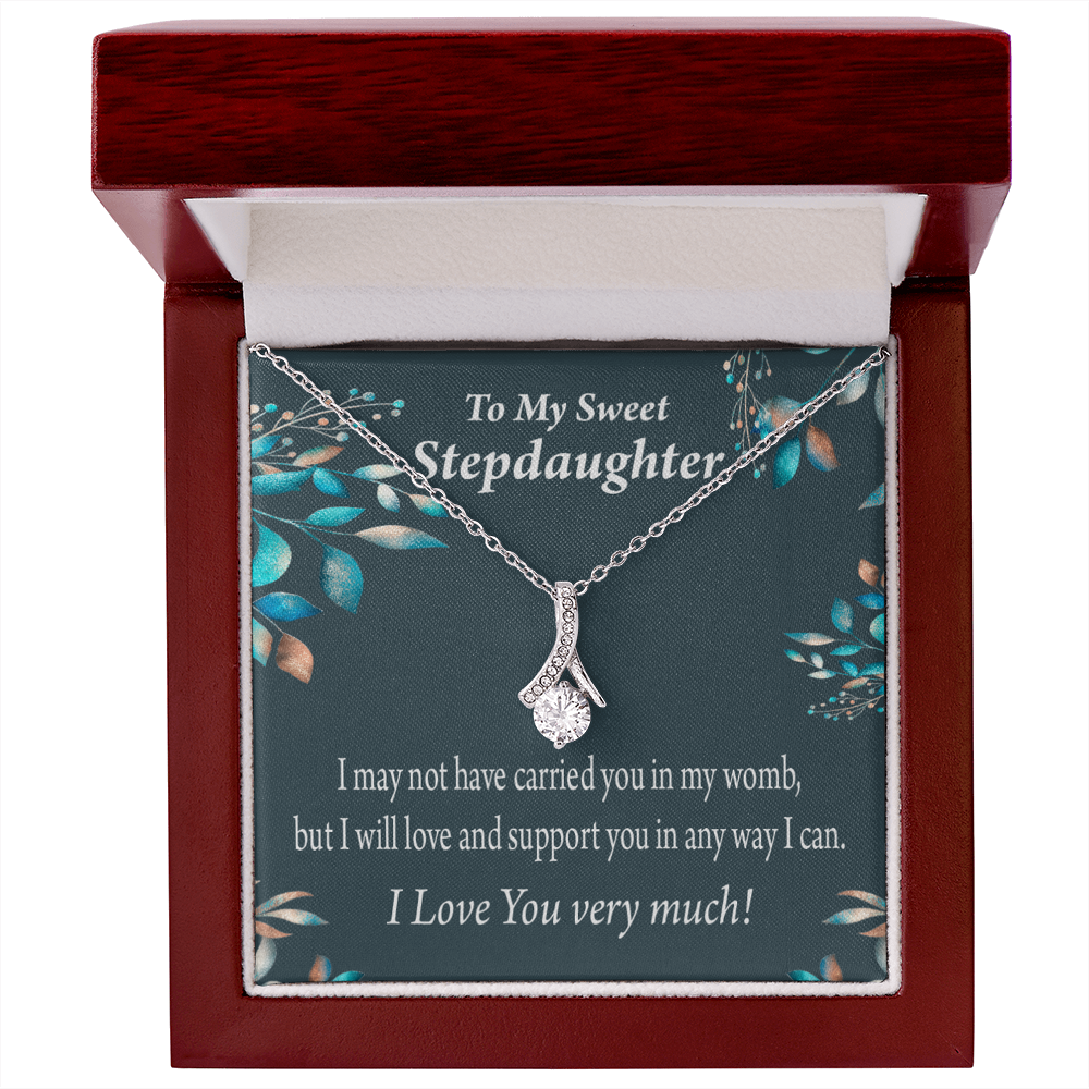 To My Stepdaughter Love & Support Alluring Ribbon Necklace Message Card-Express Your Love Gifts
