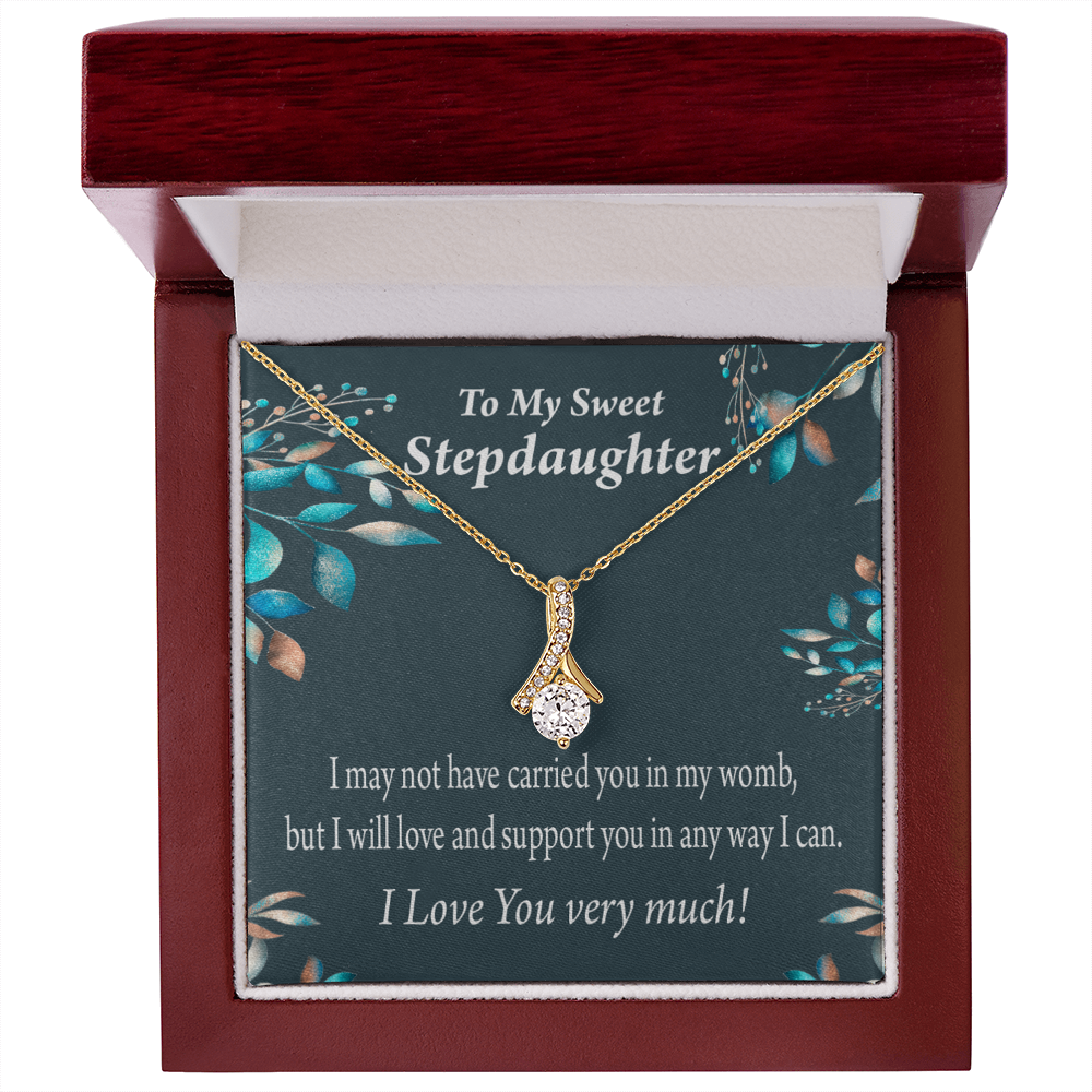 To My Stepdaughter Love & Support Alluring Ribbon Necklace Message Card-Express Your Love Gifts