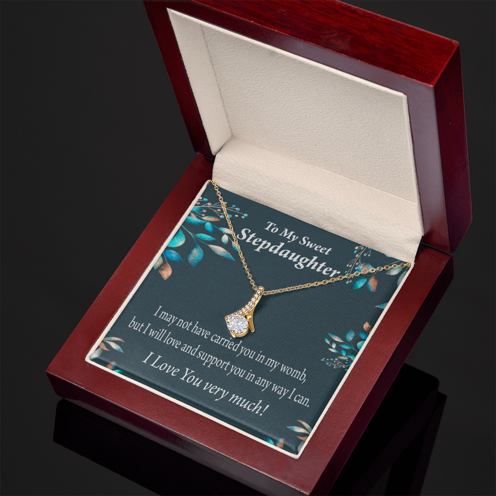 To My Stepdaughter Love & Support Alluring Ribbon Necklace Message Card-Express Your Love Gifts