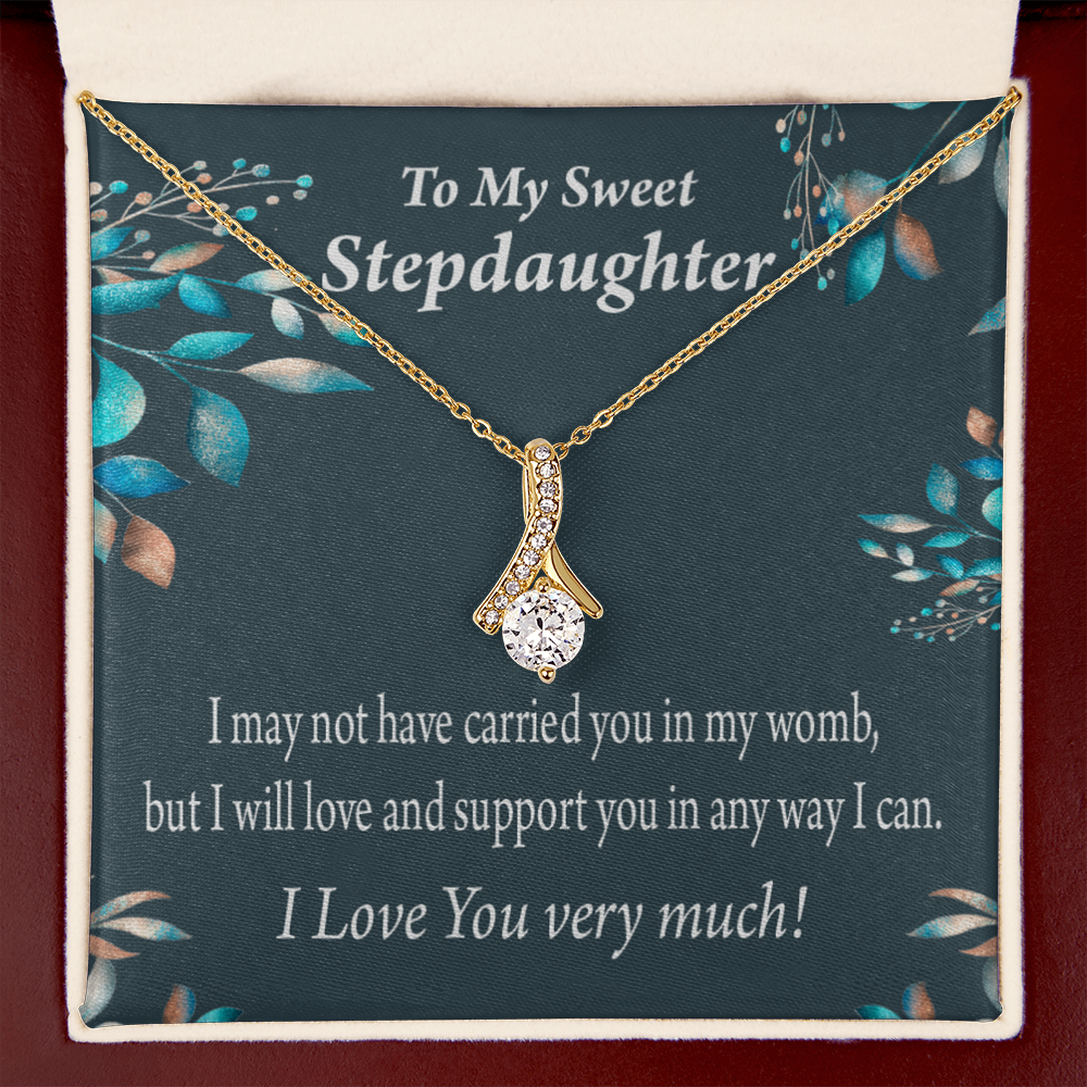 To My Stepdaughter Love & Support Alluring Ribbon Necklace Message Card-Express Your Love Gifts