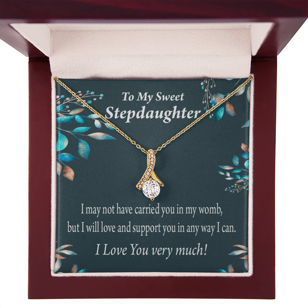 To My Stepdaughter Love & Support Alluring Ribbon Necklace Message Card-Express Your Love Gifts