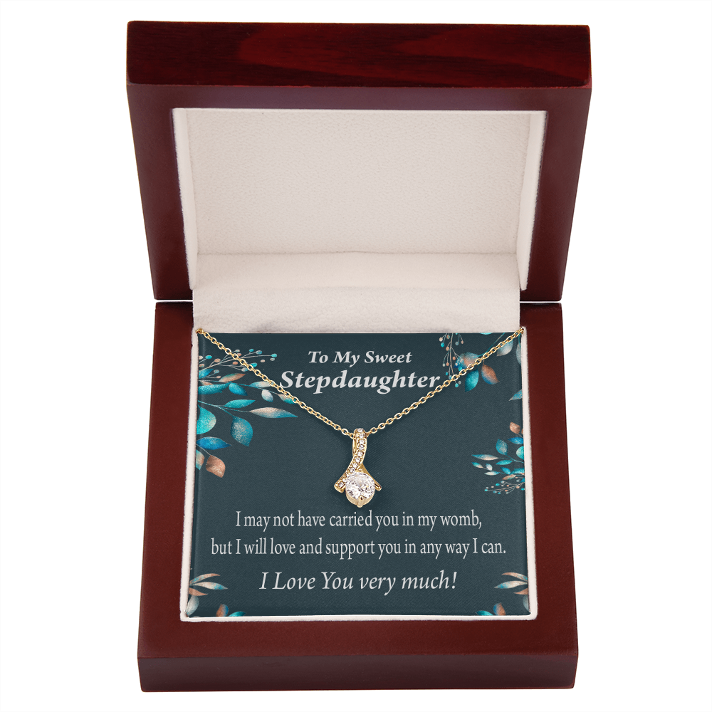To My Stepdaughter Love & Support Alluring Ribbon Necklace Message Card-Express Your Love Gifts
