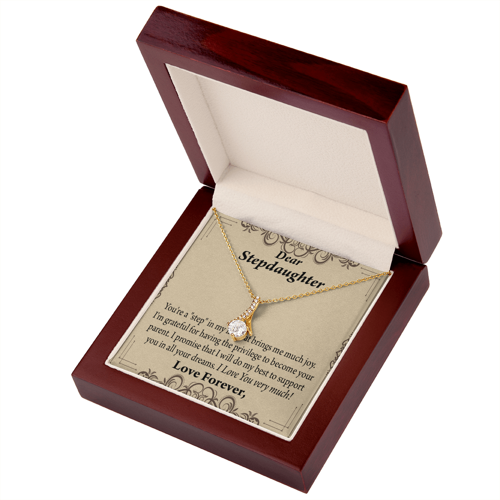 To My Stepdaughter Milestones Alluring Ribbon Necklace Message Card-Express Your Love Gifts