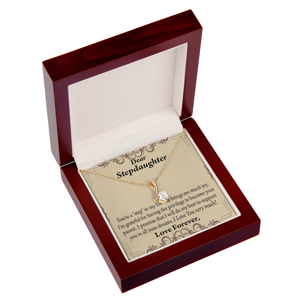 To My Stepdaughter Milestones Alluring Ribbon Necklace Message Card-Express Your Love Gifts