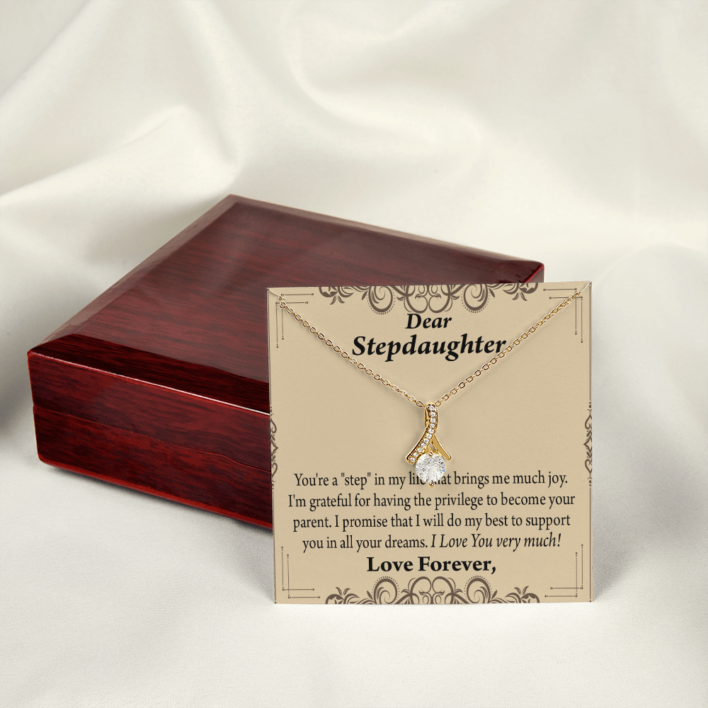 To My Stepdaughter Milestones Alluring Ribbon Necklace Message Card-Express Your Love Gifts