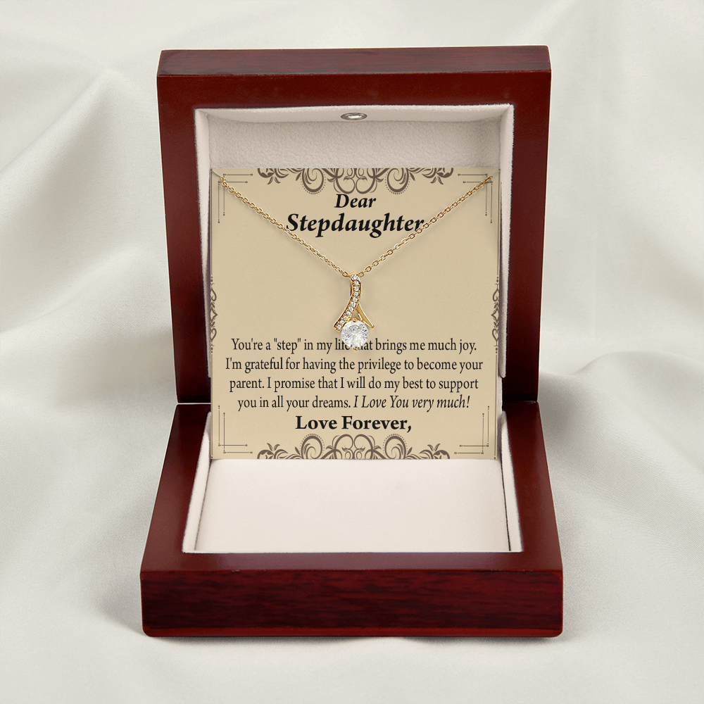 To My Stepdaughter Milestones Alluring Ribbon Necklace Message Card-Express Your Love Gifts
