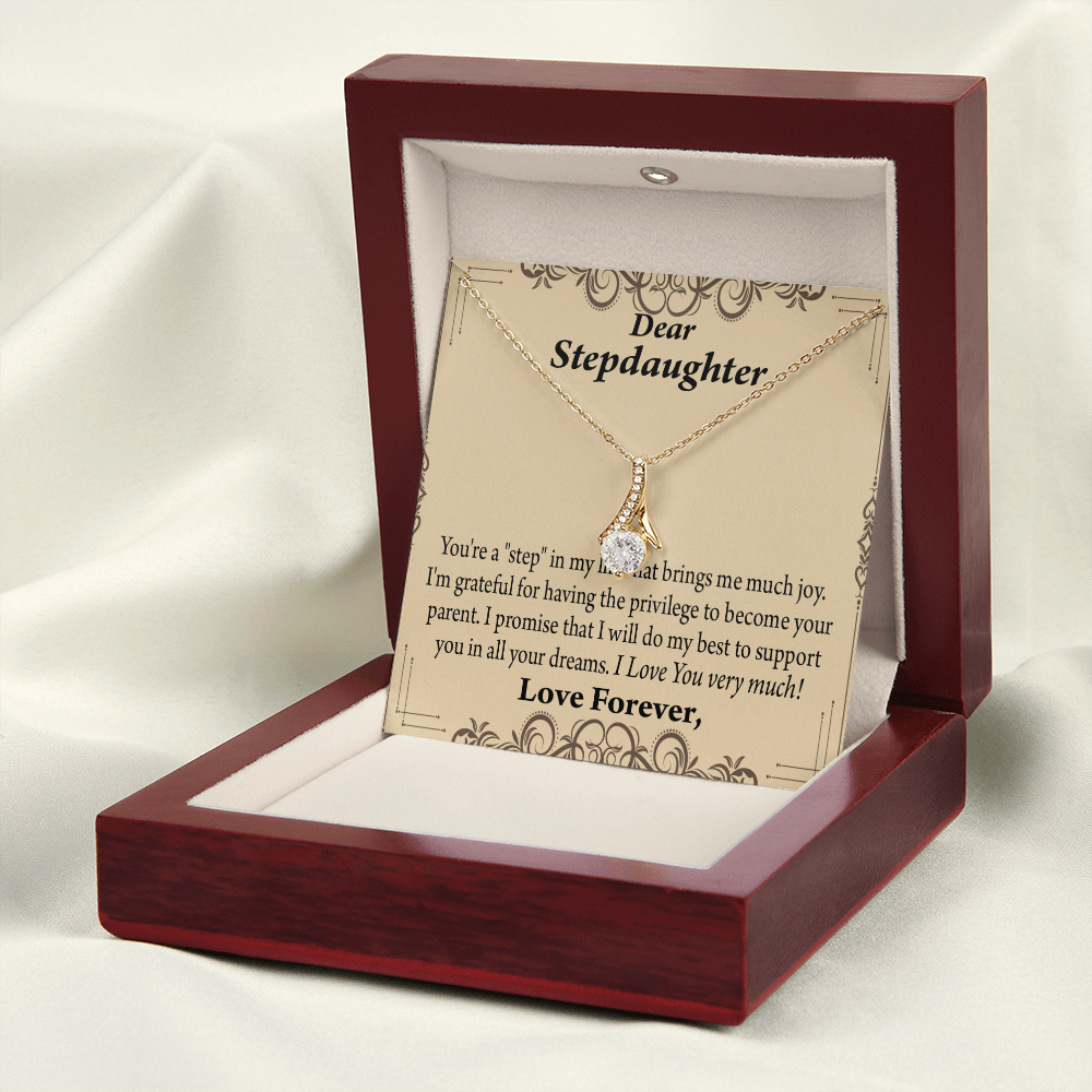 To My Stepdaughter Milestones Alluring Ribbon Necklace Message Card-Express Your Love Gifts