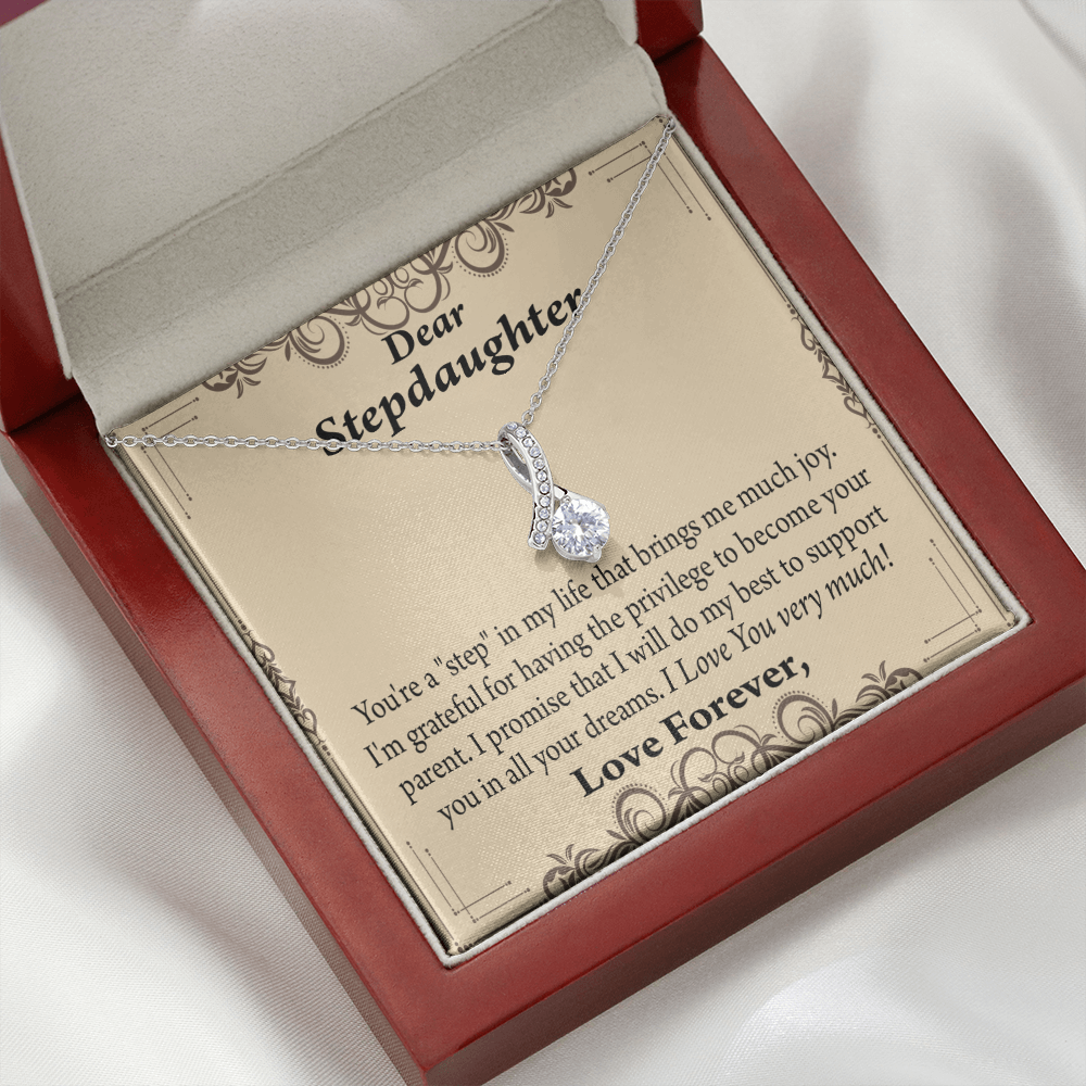 To My Stepdaughter Milestones Alluring Ribbon Necklace Message Card-Express Your Love Gifts