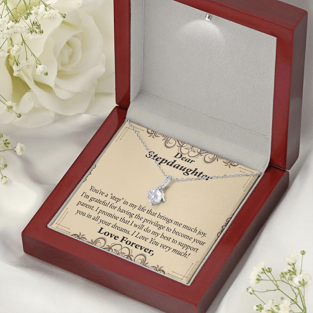 To My Stepdaughter Milestones Alluring Ribbon Necklace Message Card-Express Your Love Gifts