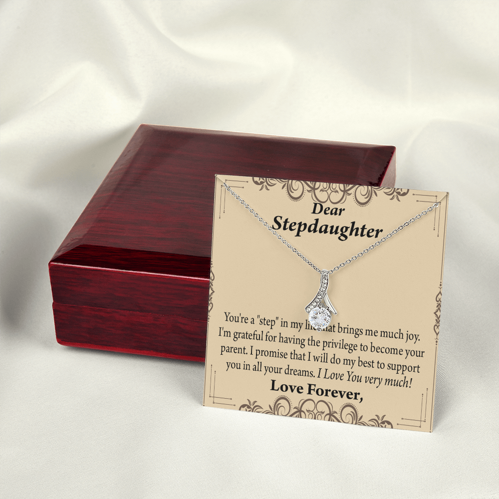 To My Stepdaughter Milestones Alluring Ribbon Necklace Message Card-Express Your Love Gifts
