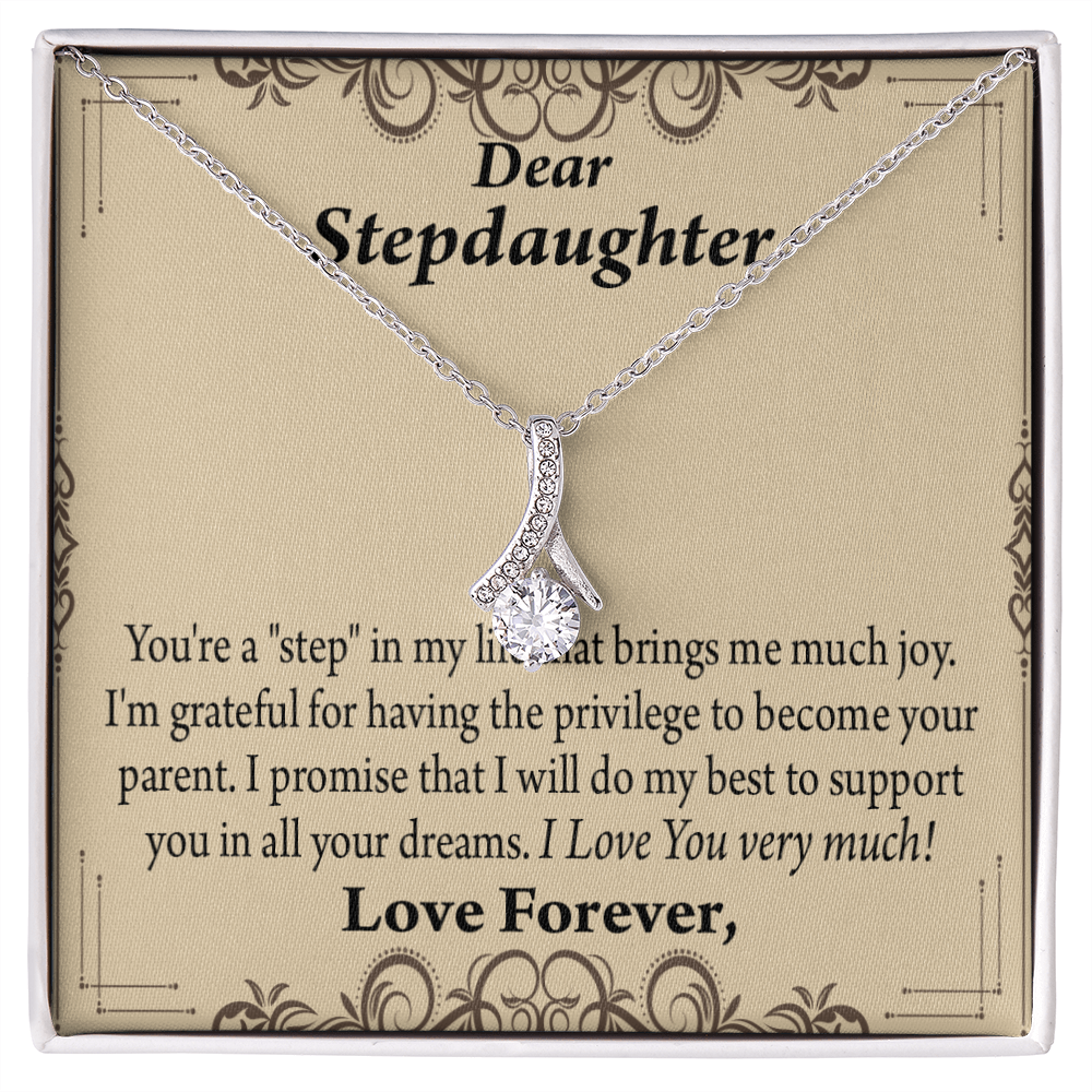 To My Stepdaughter Milestones Alluring Ribbon Necklace Message Card-Express Your Love Gifts