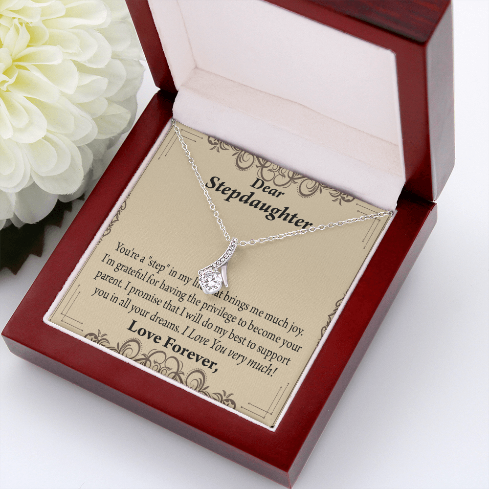 To My Stepdaughter Milestones Alluring Ribbon Necklace Message Card-Express Your Love Gifts