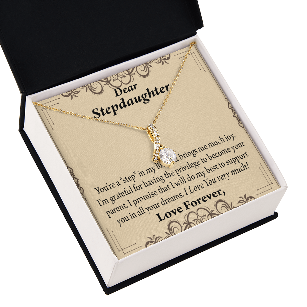 To My Stepdaughter Milestones Alluring Ribbon Necklace Message Card-Express Your Love Gifts