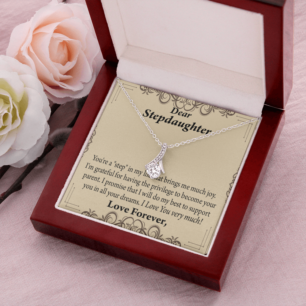To My Stepdaughter Milestones Alluring Ribbon Necklace Message Card-Express Your Love Gifts