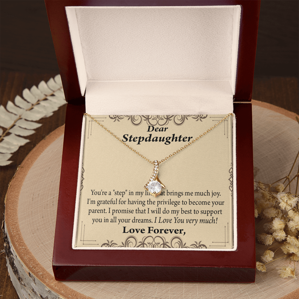 To My Stepdaughter Milestones Alluring Ribbon Necklace Message Card-Express Your Love Gifts