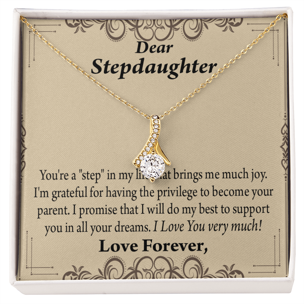 To My Stepdaughter Milestones Alluring Ribbon Necklace Message Card-Express Your Love Gifts