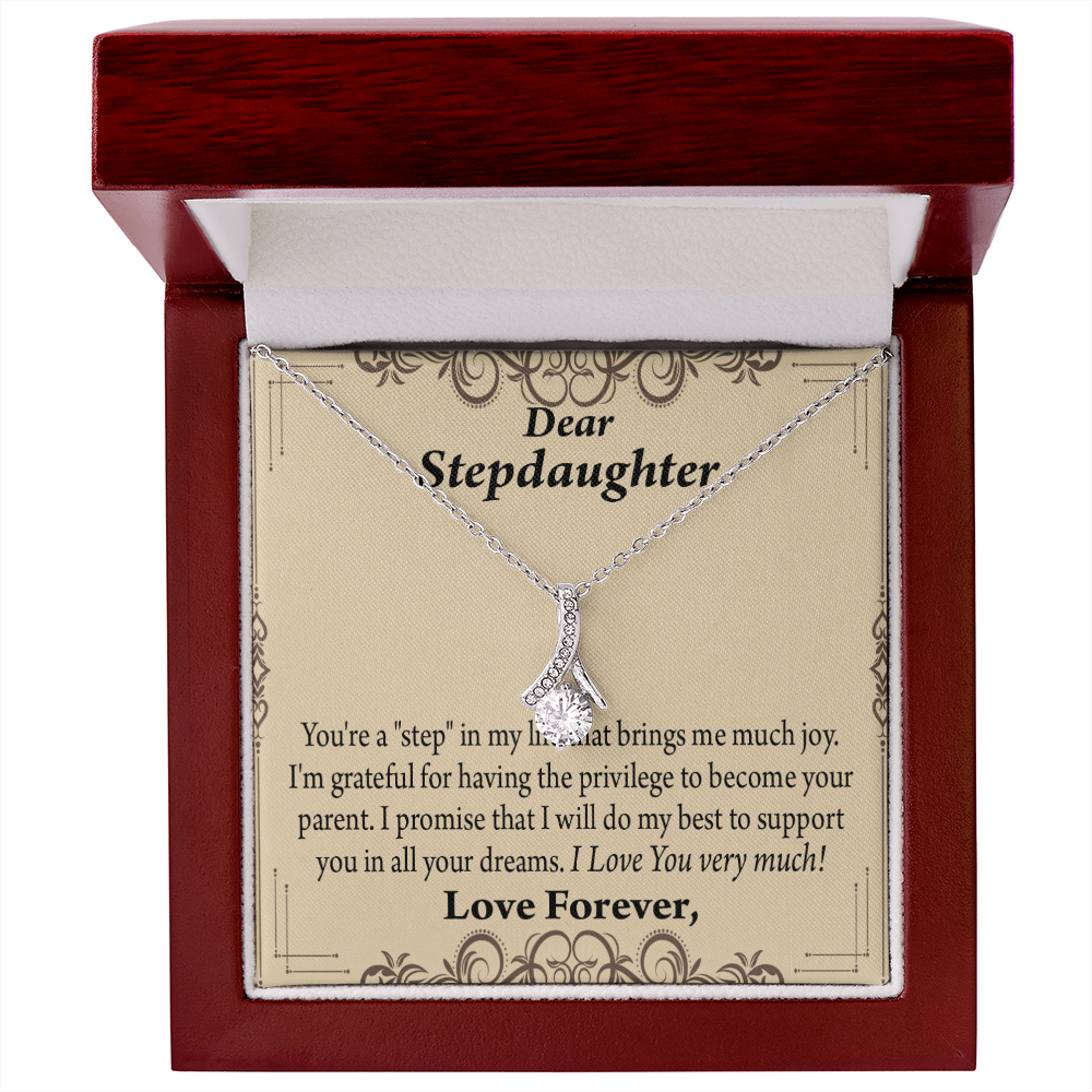 To My Stepdaughter Milestones Alluring Ribbon Necklace Message Card-Express Your Love Gifts