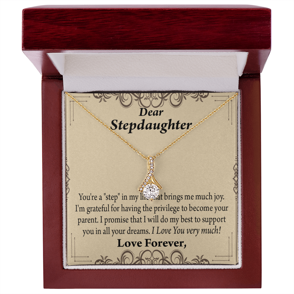 To My Stepdaughter Milestones Alluring Ribbon Necklace Message Card-Express Your Love Gifts