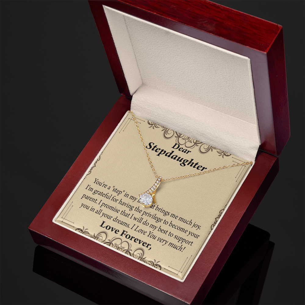 To My Stepdaughter Milestones Alluring Ribbon Necklace Message Card-Express Your Love Gifts