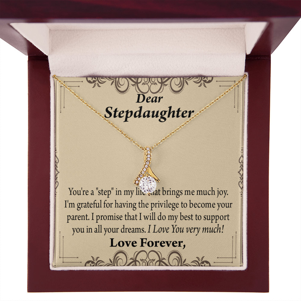 To My Stepdaughter Milestones Alluring Ribbon Necklace Message Card-Express Your Love Gifts