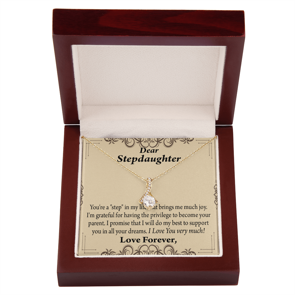 To My Stepdaughter Milestones Alluring Ribbon Necklace Message Card-Express Your Love Gifts