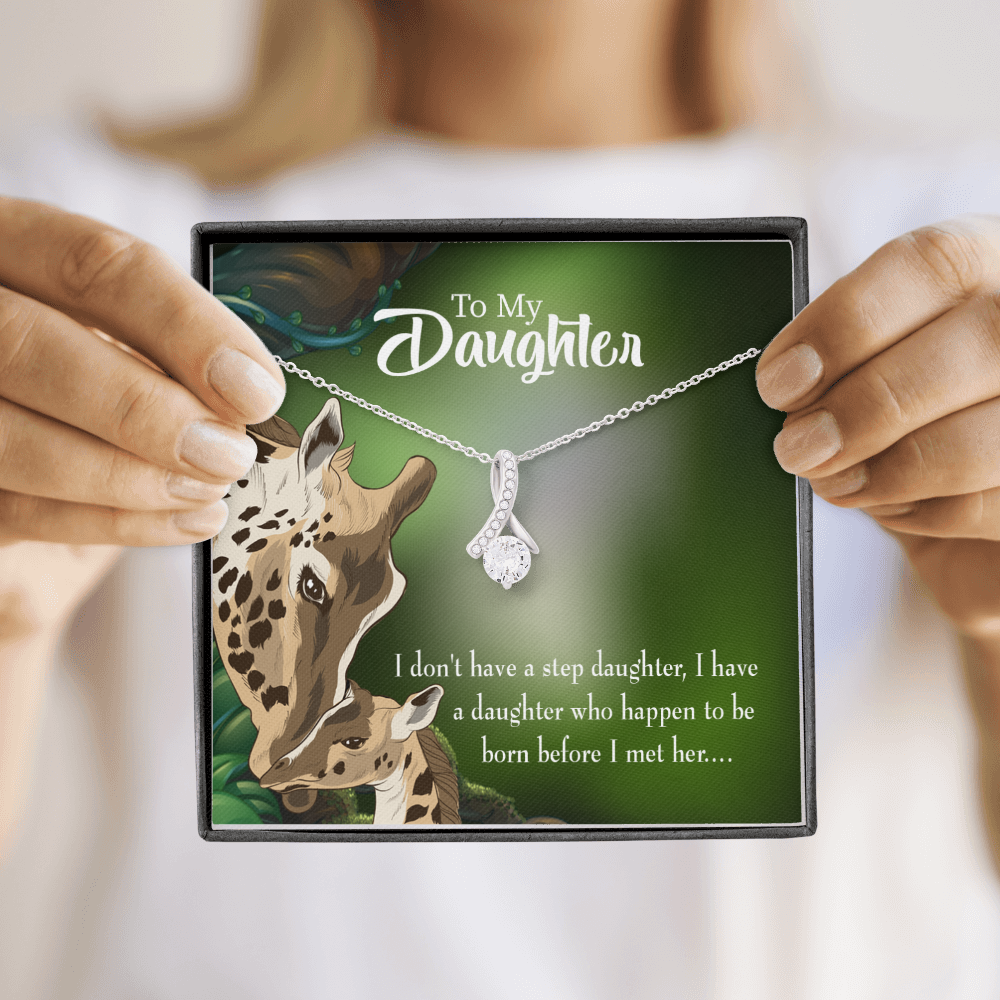 To My Stepdaughter Mom Alluring Ribbon Necklace Message Card-Express Your Love Gifts