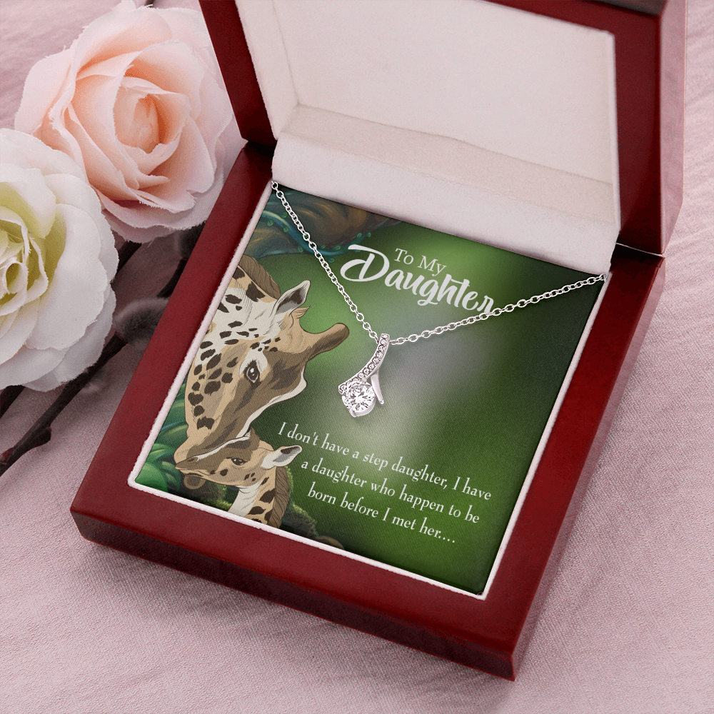 To My Stepdaughter Mom Alluring Ribbon Necklace Message Card-Express Your Love Gifts