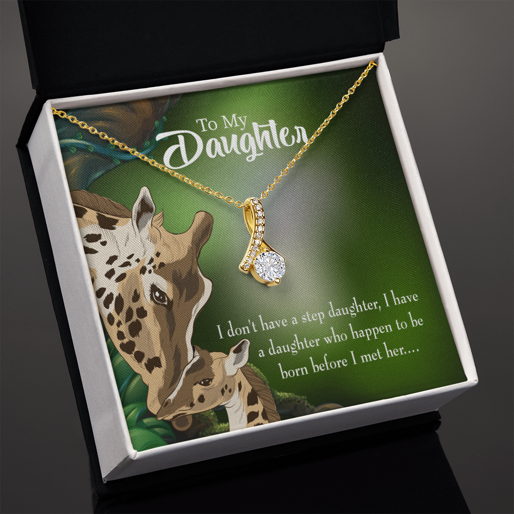 To My Stepdaughter Mom Alluring Ribbon Necklace Message Card-Express Your Love Gifts