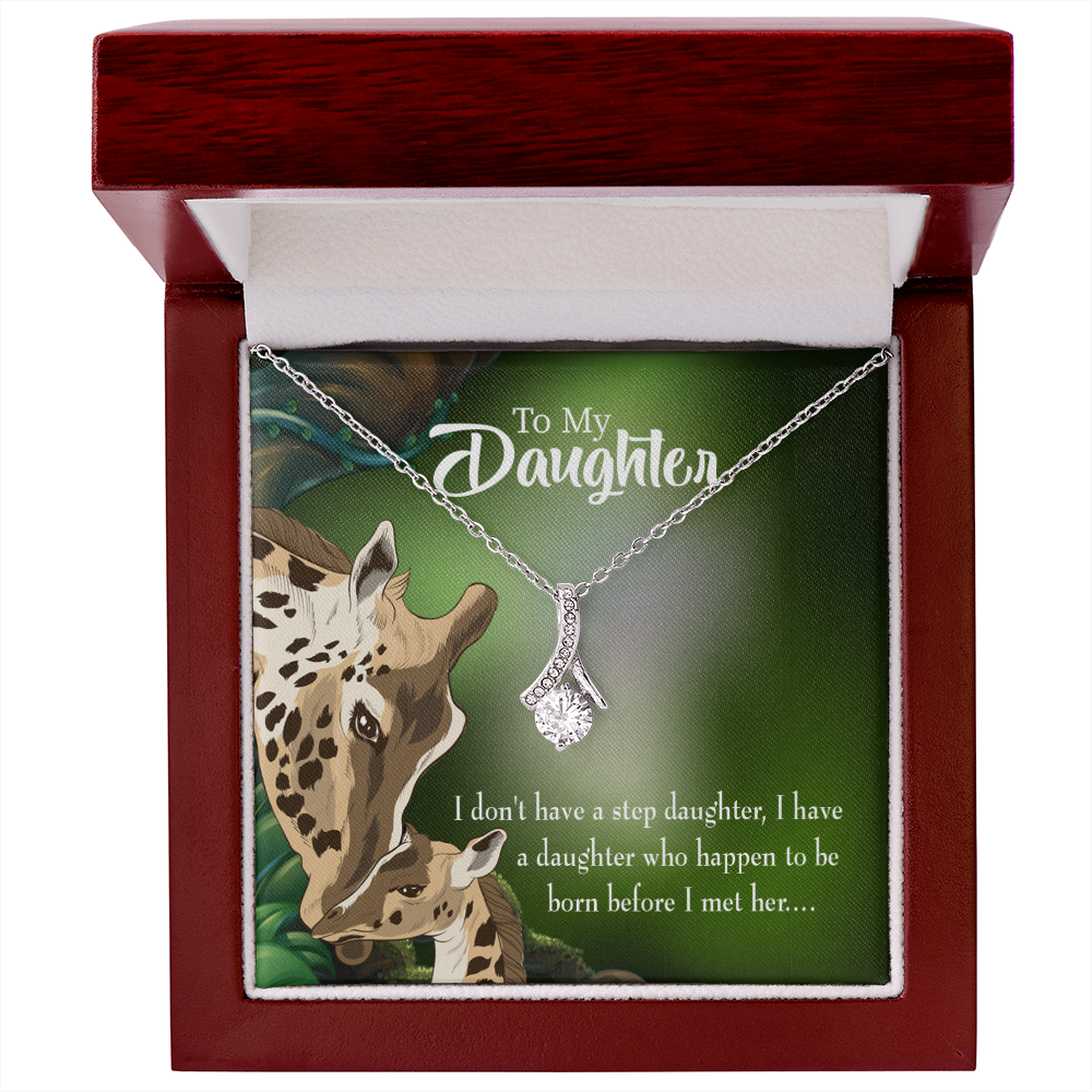 To My Stepdaughter Mom Alluring Ribbon Necklace Message Card-Express Your Love Gifts