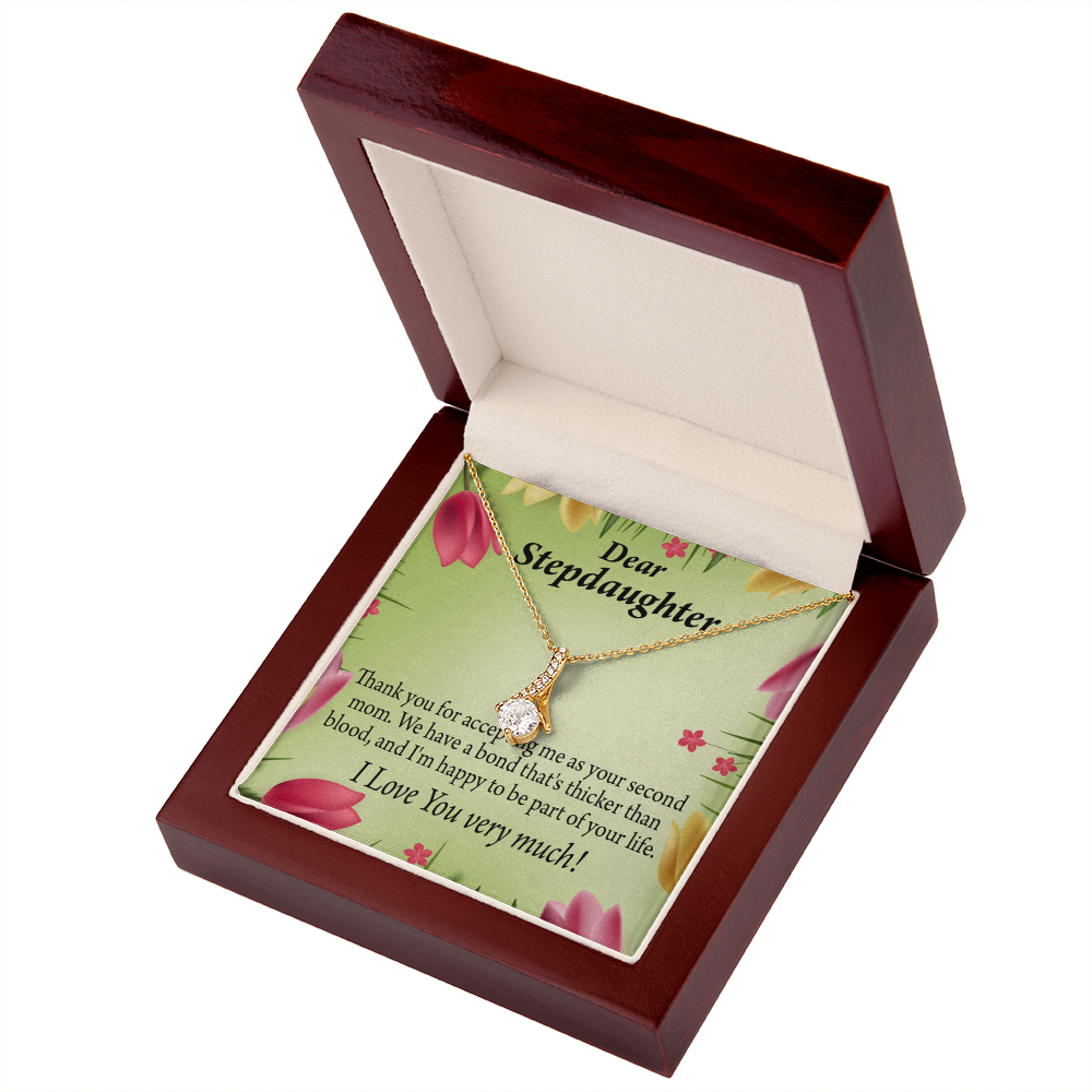 To My Stepdaughter Thicker than Blood Alluring Ribbon Necklace Message Card-Express Your Love Gifts