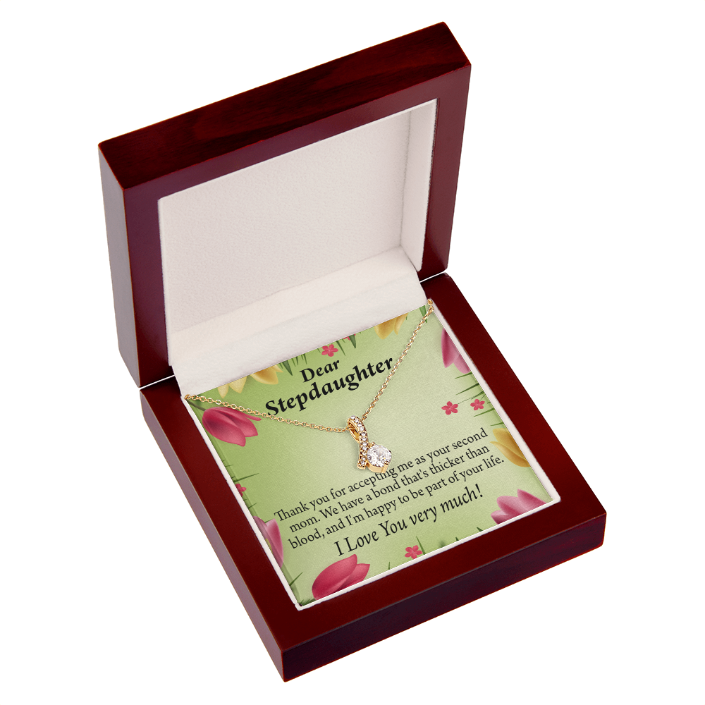 To My Stepdaughter Thicker than Blood Alluring Ribbon Necklace Message Card-Express Your Love Gifts