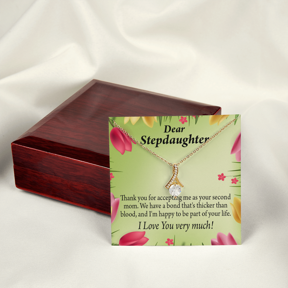 To My Stepdaughter Thicker than Blood Alluring Ribbon Necklace Message Card-Express Your Love Gifts