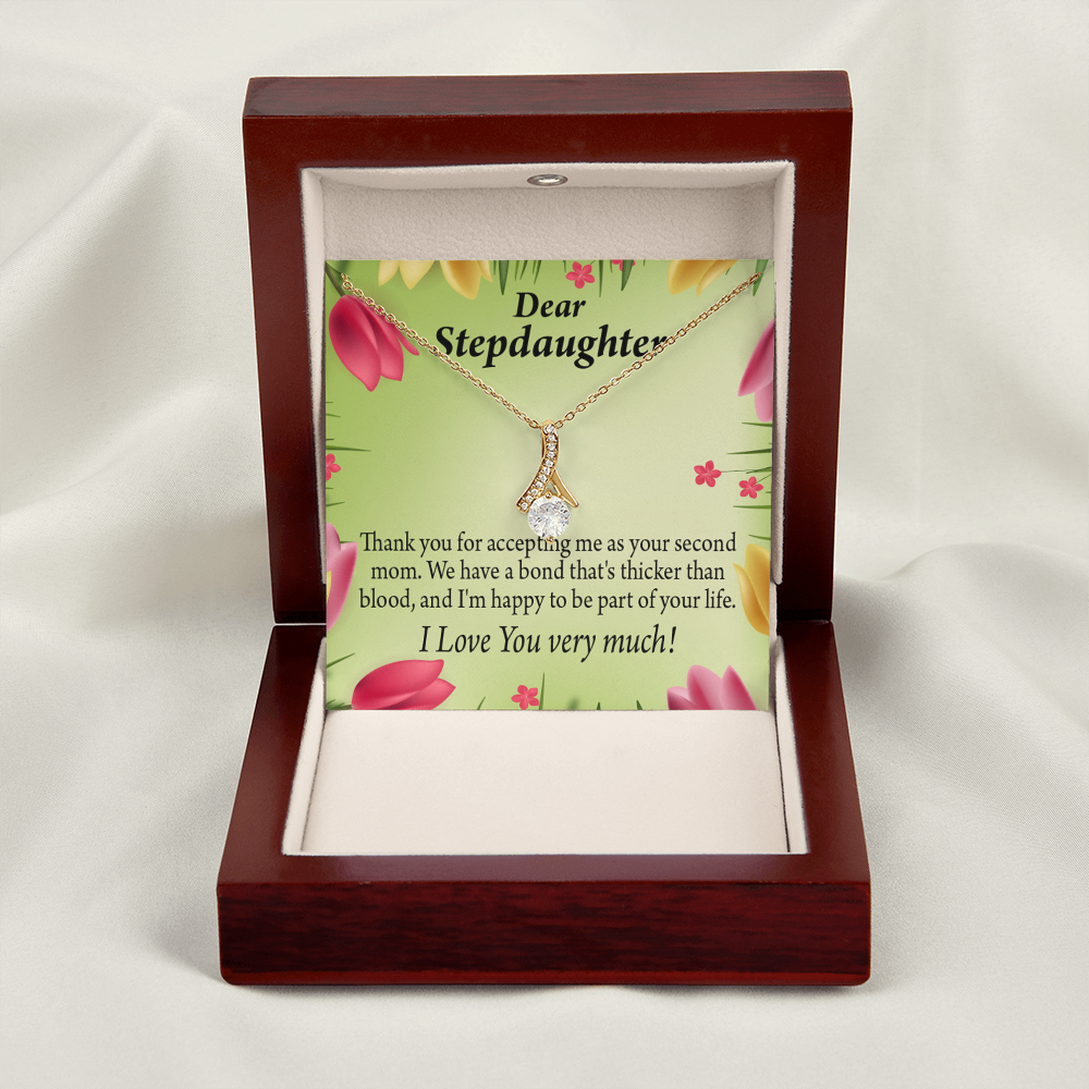 To My Stepdaughter Thicker than Blood Alluring Ribbon Necklace Message Card-Express Your Love Gifts