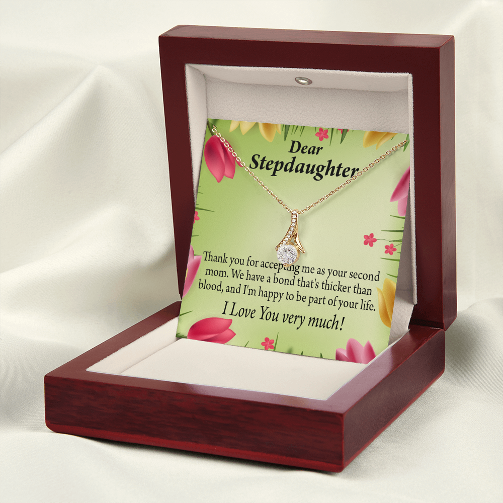 To My Stepdaughter Thicker than Blood Alluring Ribbon Necklace Message Card-Express Your Love Gifts