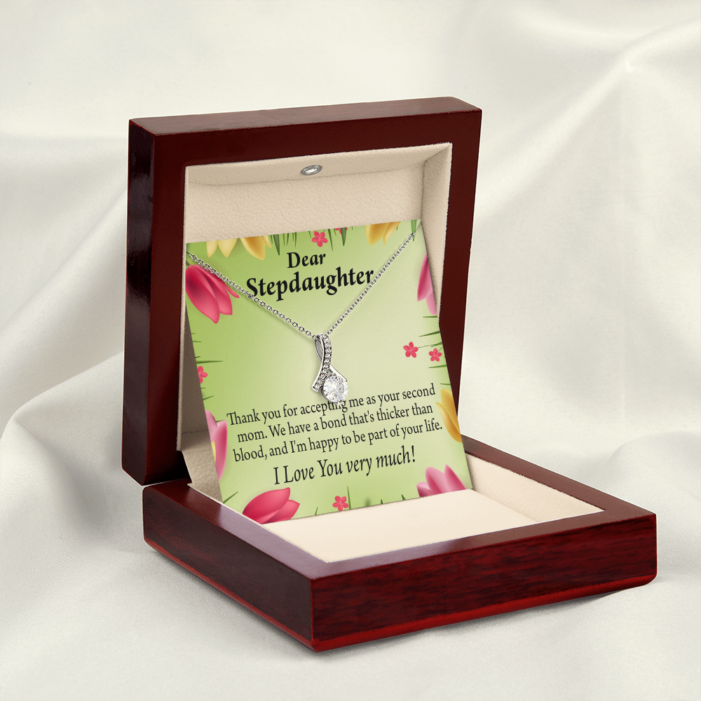 To My Stepdaughter Thicker than Blood Alluring Ribbon Necklace Message Card-Express Your Love Gifts