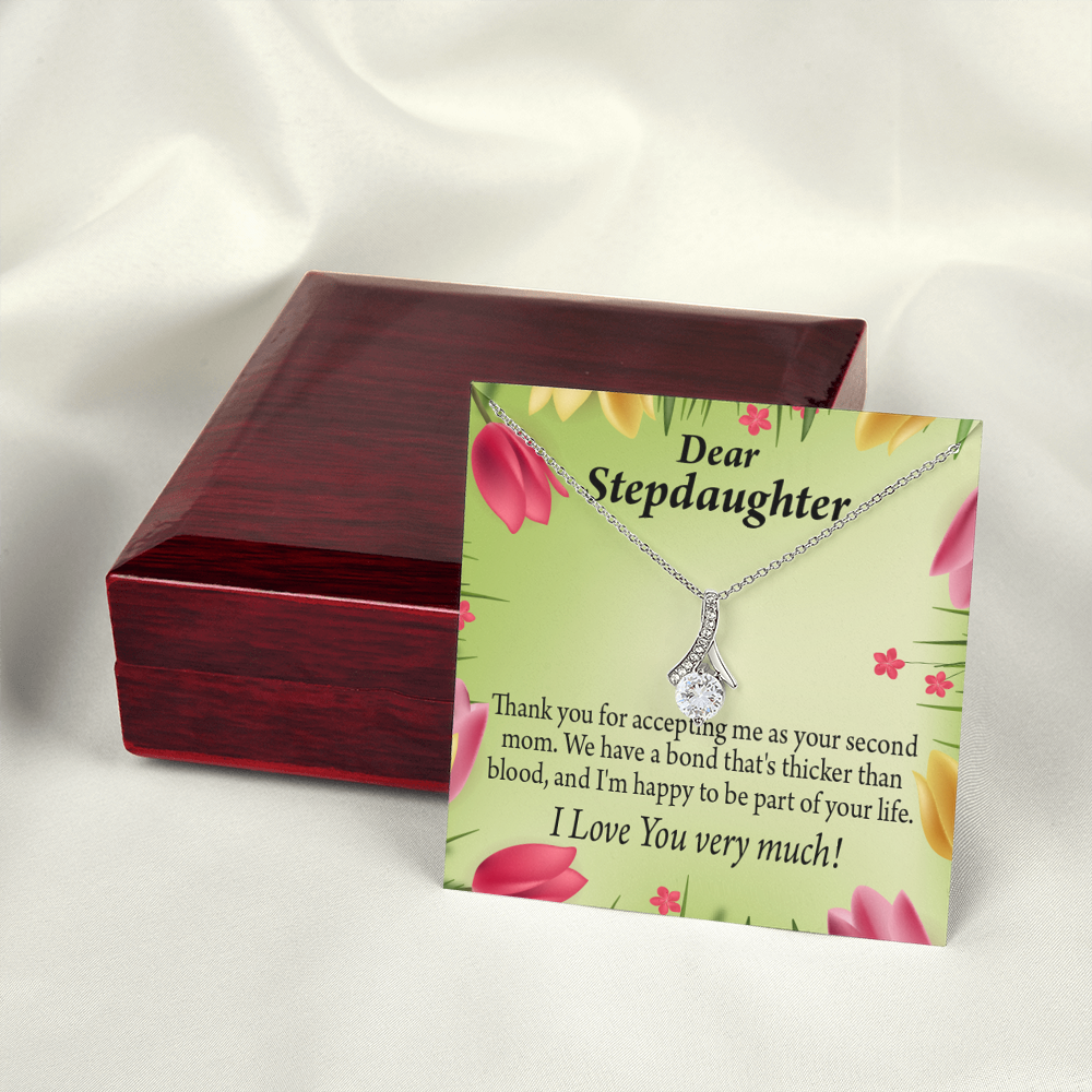 To My Stepdaughter Thicker than Blood Alluring Ribbon Necklace Message Card-Express Your Love Gifts
