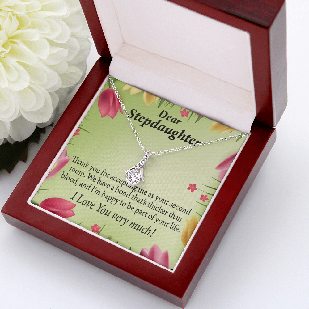 To My Stepdaughter Thicker than Blood Alluring Ribbon Necklace Message Card-Express Your Love Gifts