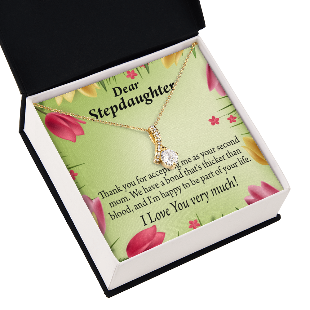 To My Stepdaughter Thicker than Blood Alluring Ribbon Necklace Message Card-Express Your Love Gifts