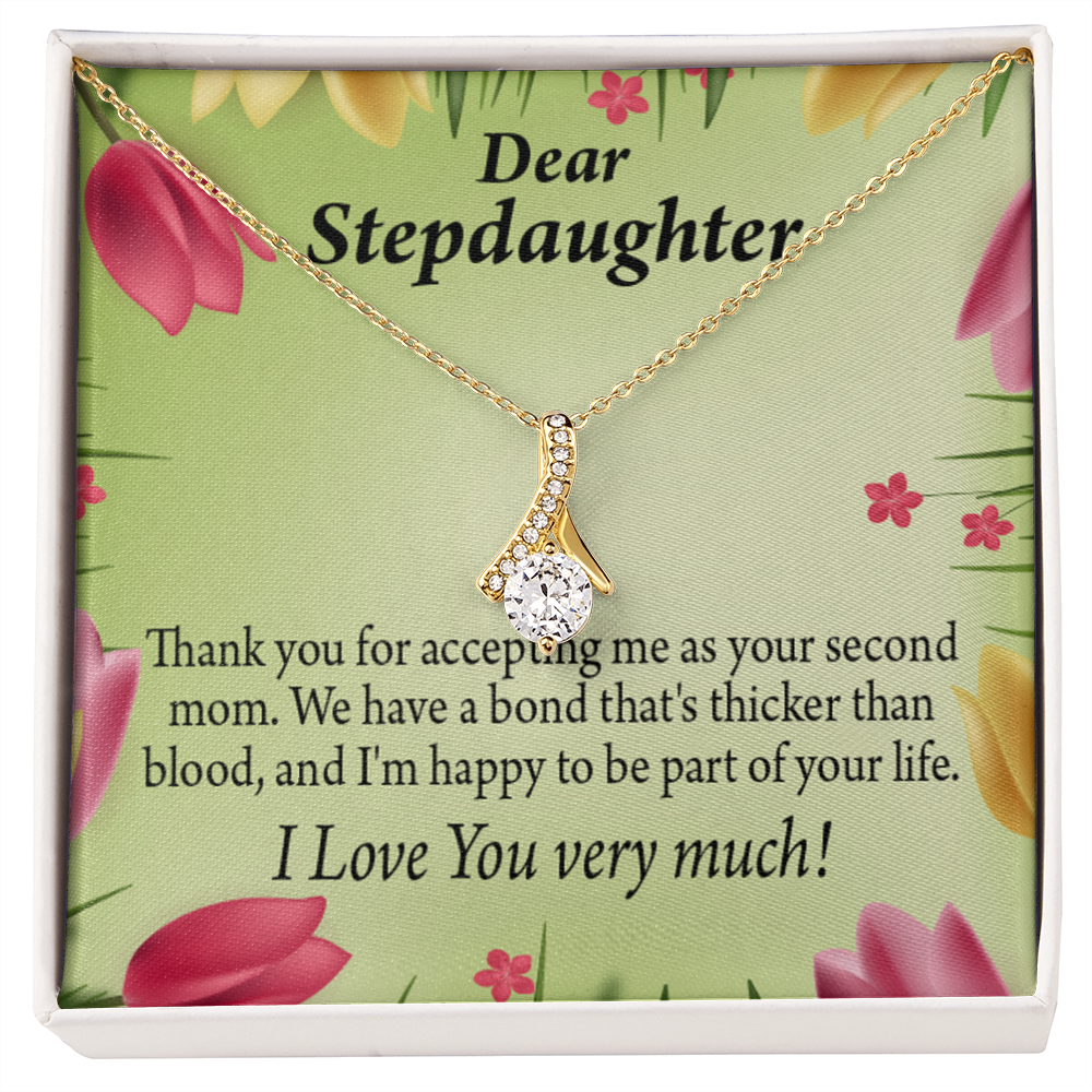 To My Stepdaughter Thicker than Blood Alluring Ribbon Necklace Message Card-Express Your Love Gifts