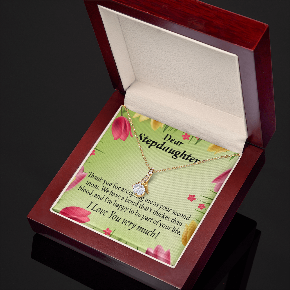To My Stepdaughter Thicker than Blood Alluring Ribbon Necklace Message Card-Express Your Love Gifts