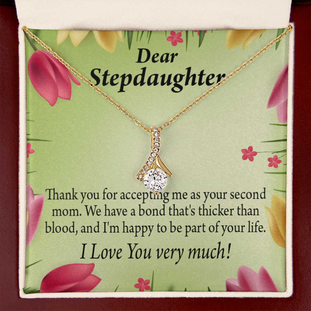 To My Stepdaughter Thicker than Blood Alluring Ribbon Necklace Message Card-Express Your Love Gifts