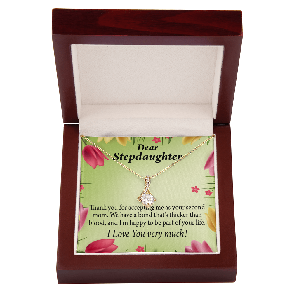 To My Stepdaughter Thicker than Blood Alluring Ribbon Necklace Message Card-Express Your Love Gifts