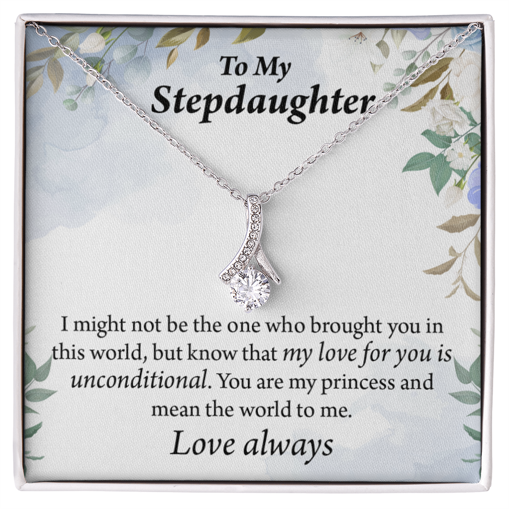To My Stepdaughter Unconditional Love Alluring Ribbon Necklace Message Card-Express Your Love Gifts