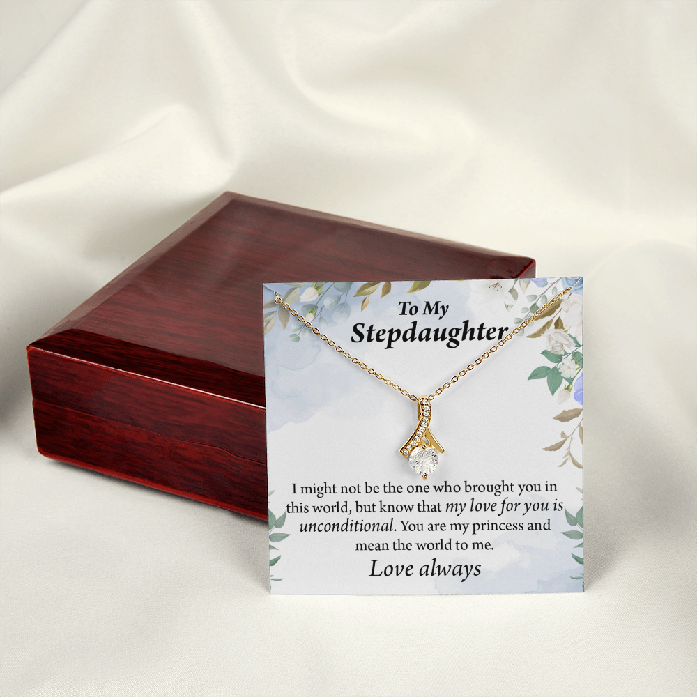 To My Stepdaughter Unconditional Love Alluring Ribbon Necklace Message Card-Express Your Love Gifts
