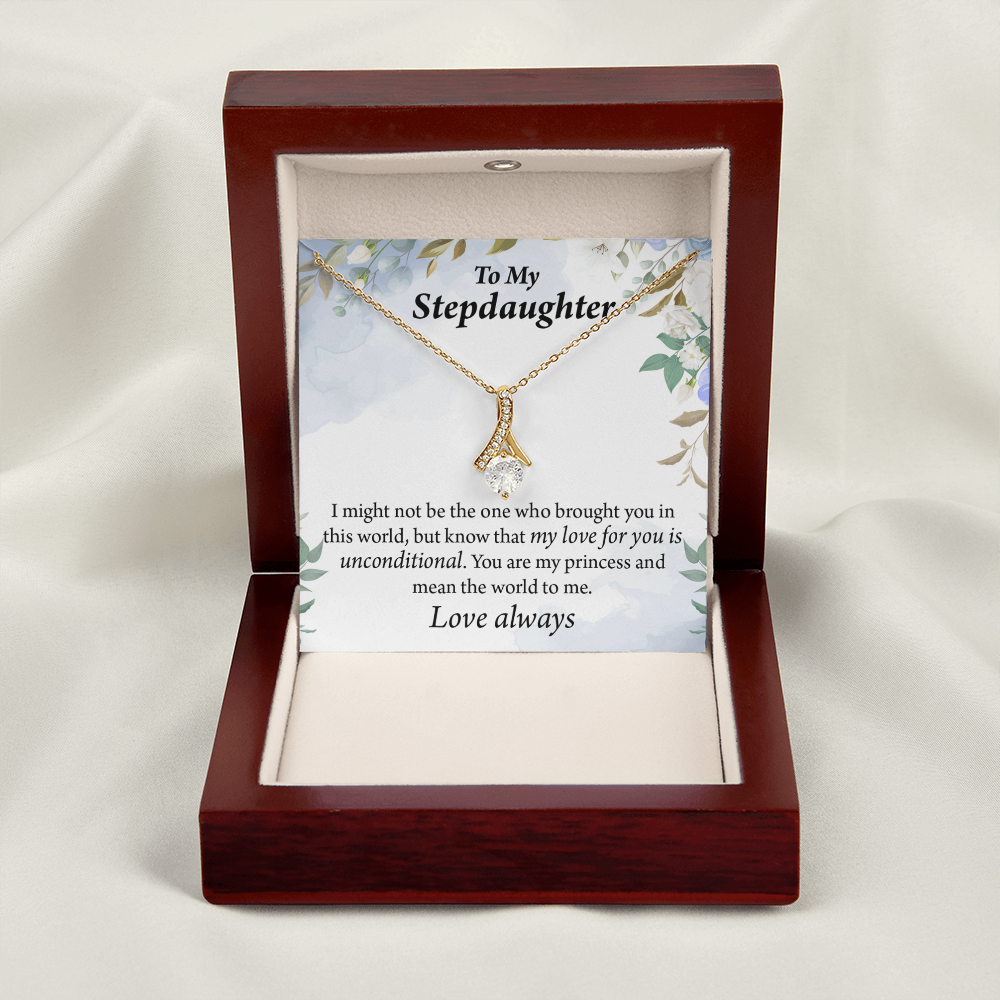 To My Stepdaughter Unconditional Love Alluring Ribbon Necklace Message Card-Express Your Love Gifts