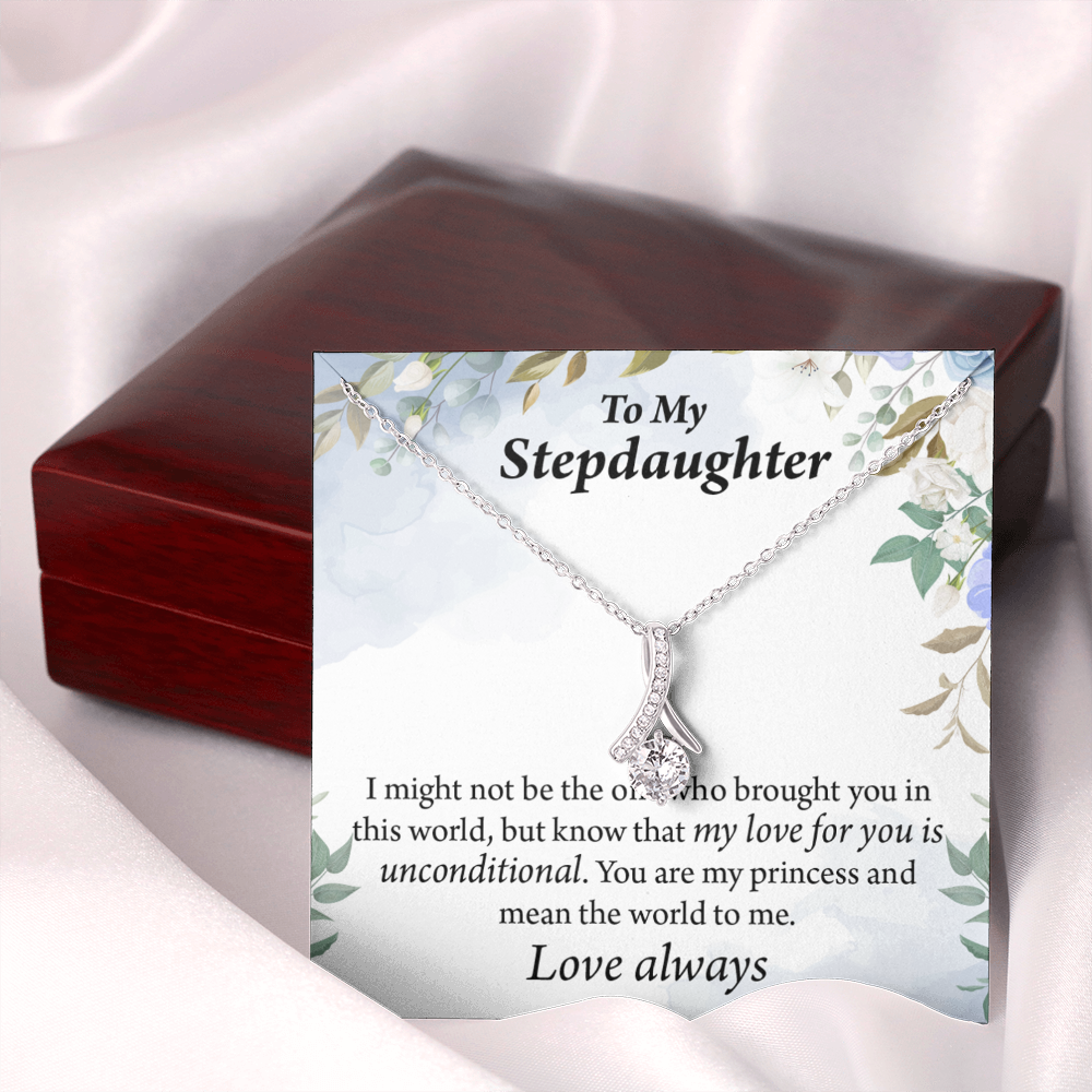 To My Stepdaughter Unconditional Love Alluring Ribbon Necklace Message Card-Express Your Love Gifts
